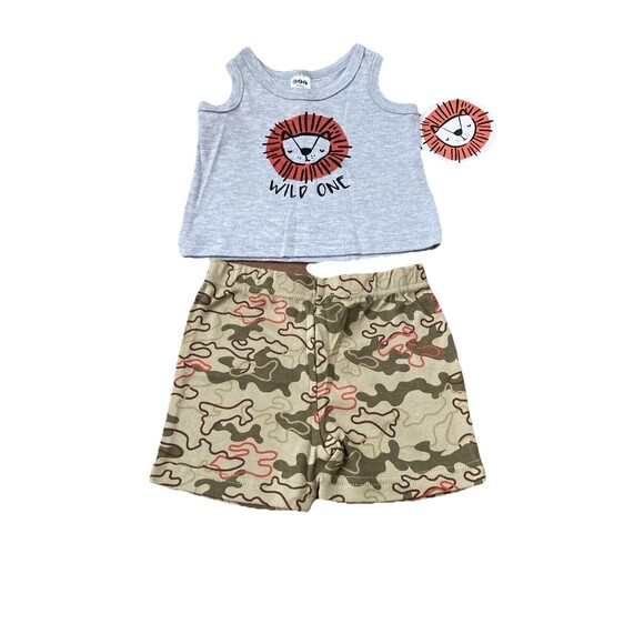 Baby 2-Piece Wild One Lion Print Muscle Tank & Shorts Set by CJP- 12 Months NWT - Picture 7 of 7
